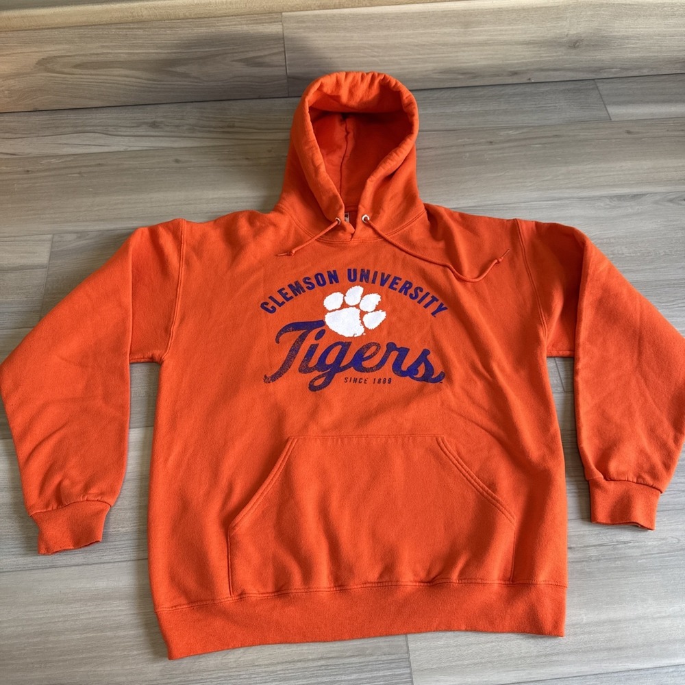 Vintage Jerzees NuBlend Clemson Tigers‎ Hoodie Sweatshirt Orange Mens L NCAA Y2K